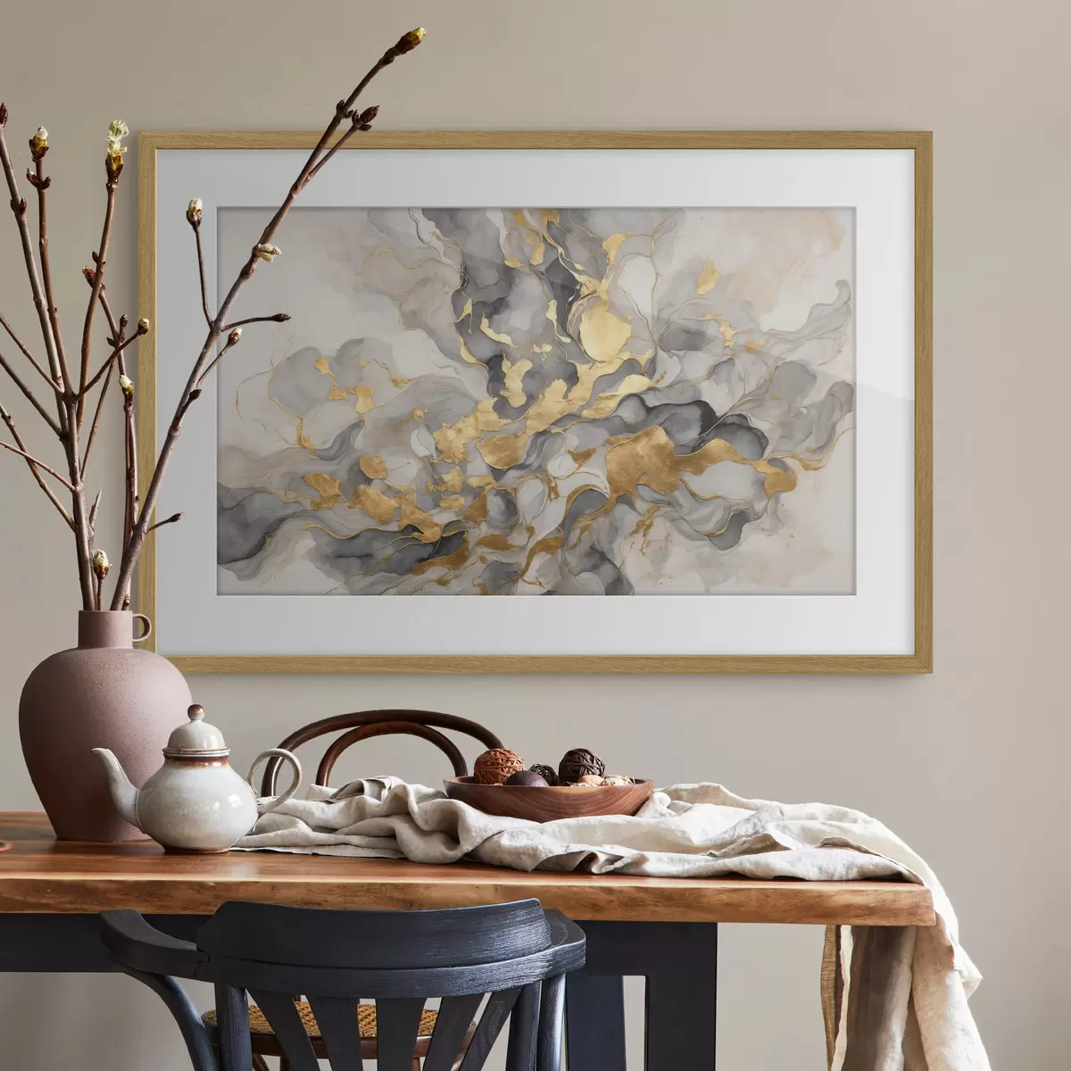 Poster Abstraktion in blauen Aquarellen f37331