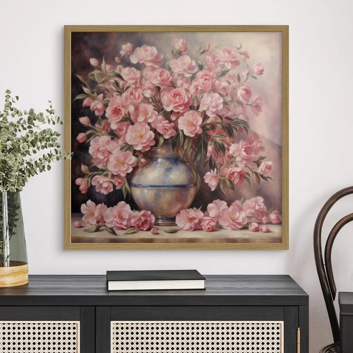 Poster Rosa Blumenstrauß im Stil von Auguste Renoir f37438