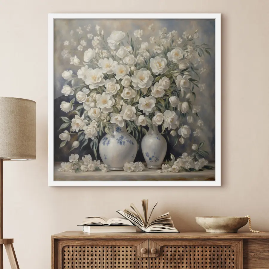 Fototapete Weißer Blumenstrauß im Stil von Auguste Renoir f37440