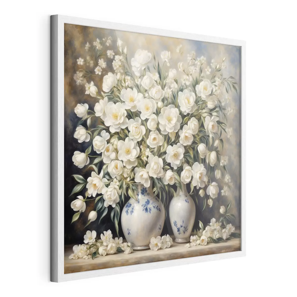 Poster Weißer Blumenstrauß im Stil von Auguste Renoir f37440