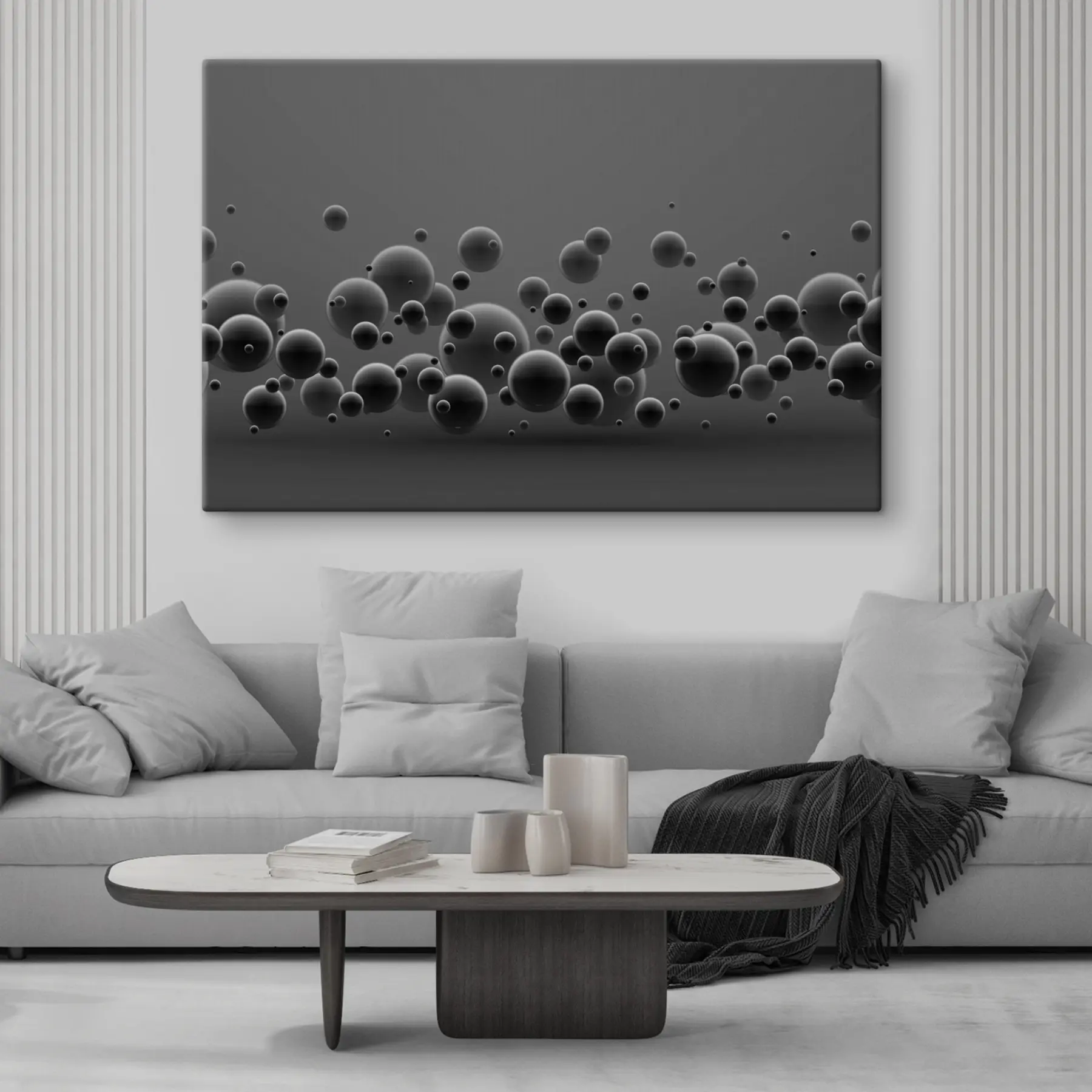 Fototapete Dunkle und graue Kugeln mit unterschiedlichen Durchmessern s37313