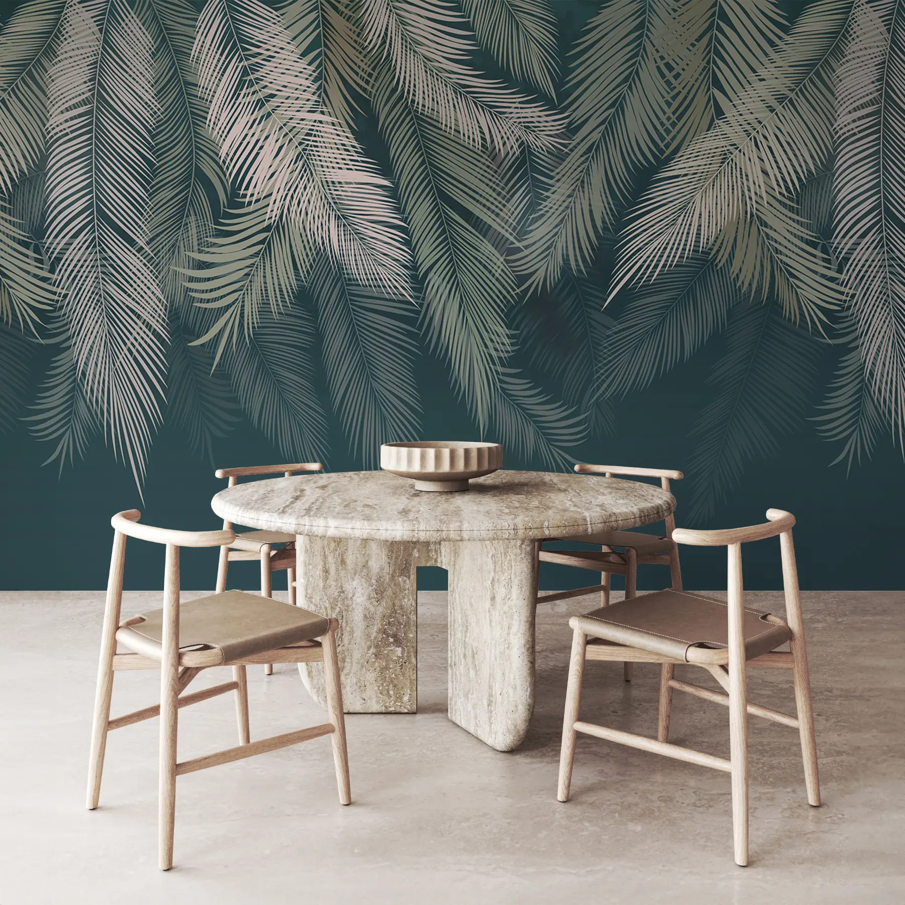 Fototapete Palmenblätter auf dunkelgrünem Hintergrund u48556v2d2