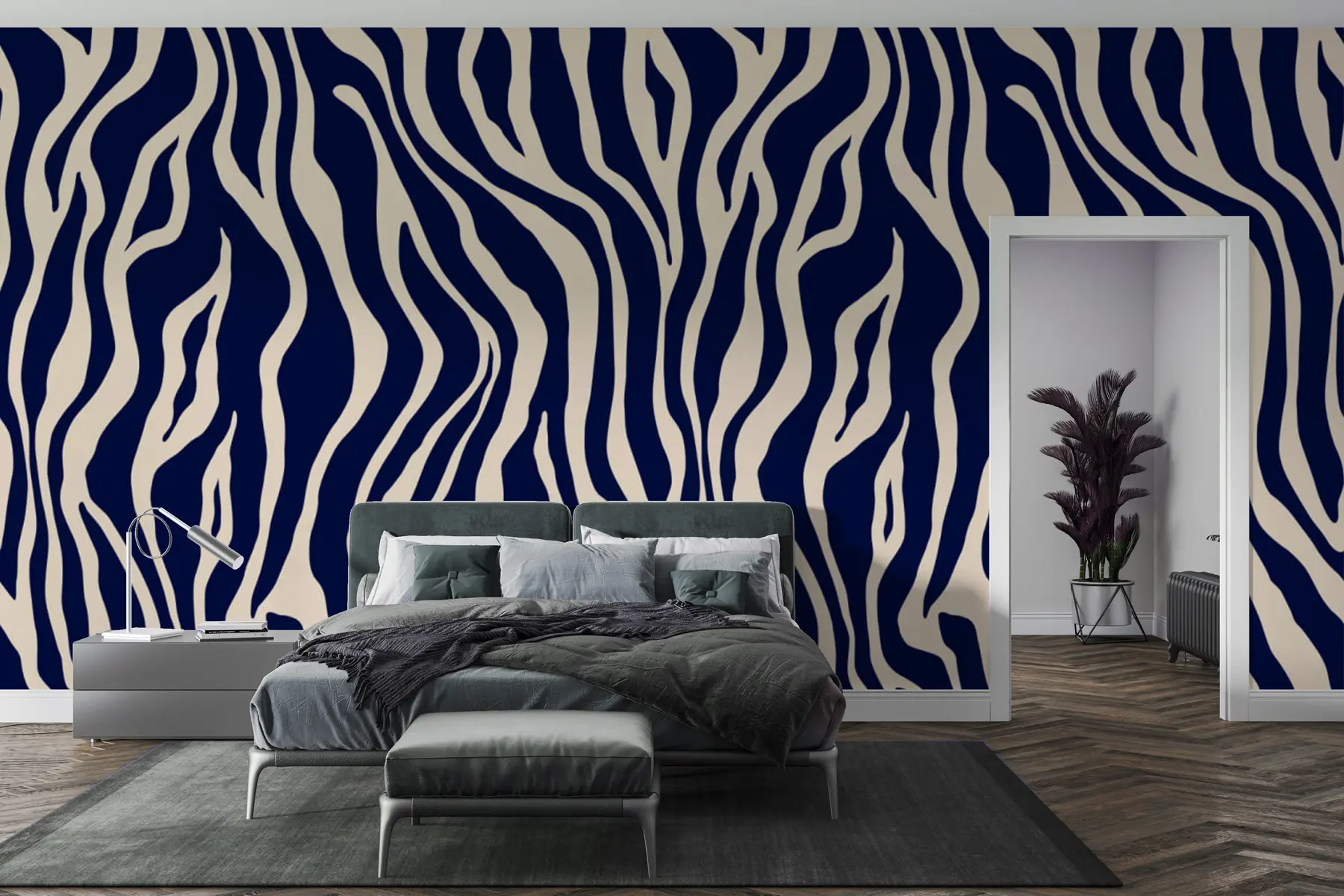Fototapete Vektor Druck von Zebra Haut in blauen und weißen Farben u99173v1