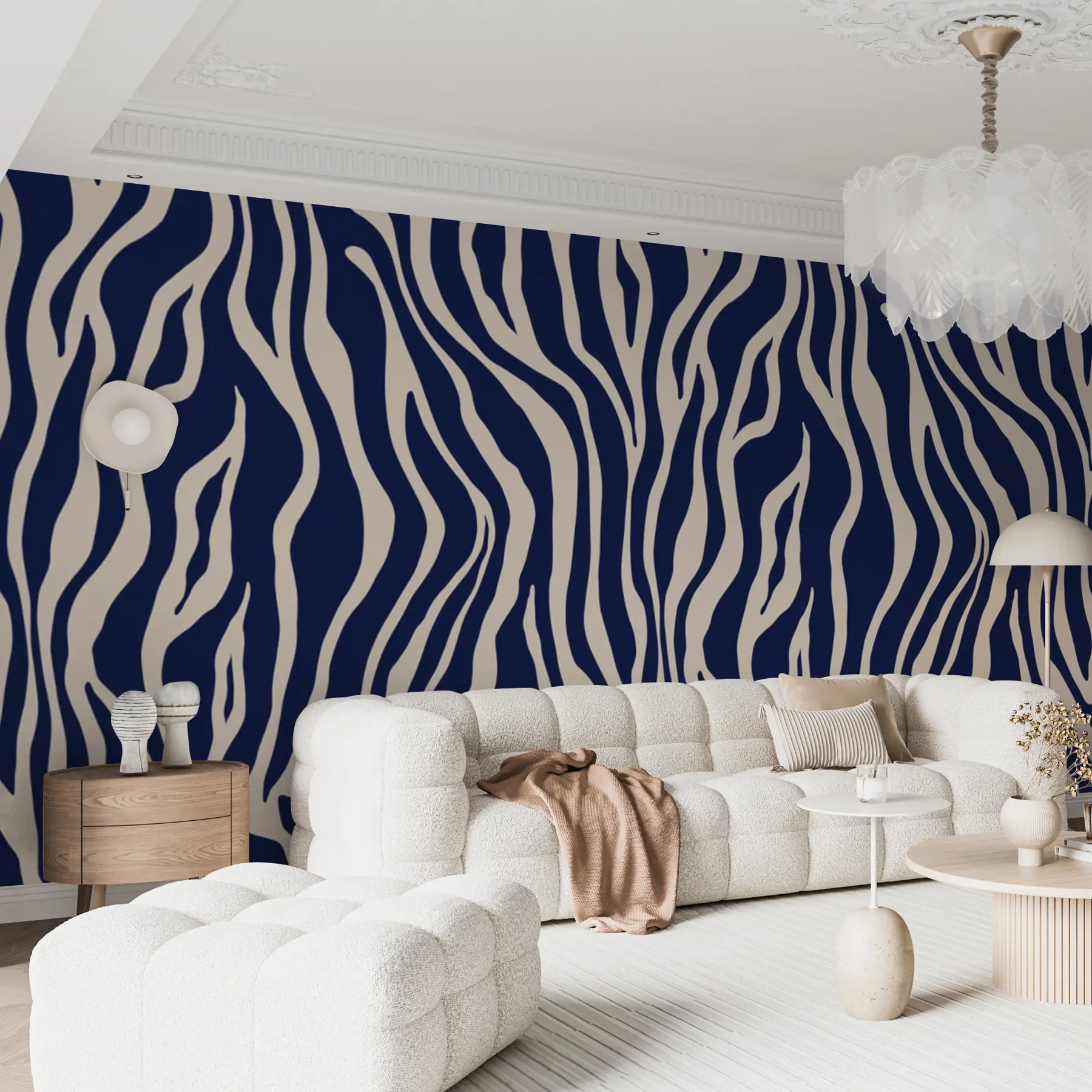 Fototapete Vektor Druck von Zebra Haut in blauen und weißen Farben u99173v1