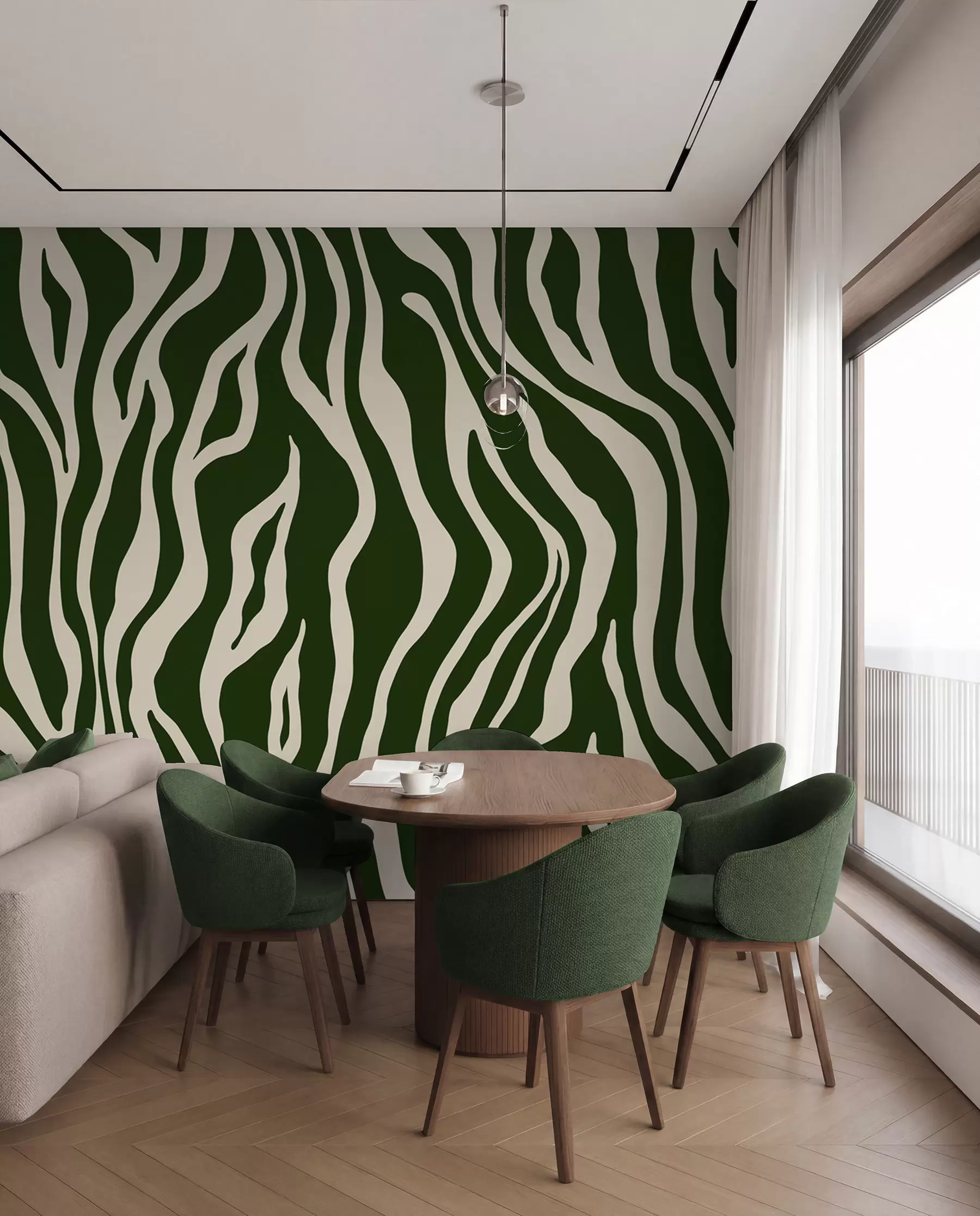 Fototapete Vektor Druck von Zebra Haut in grünen und weißen Farben u99173v2
