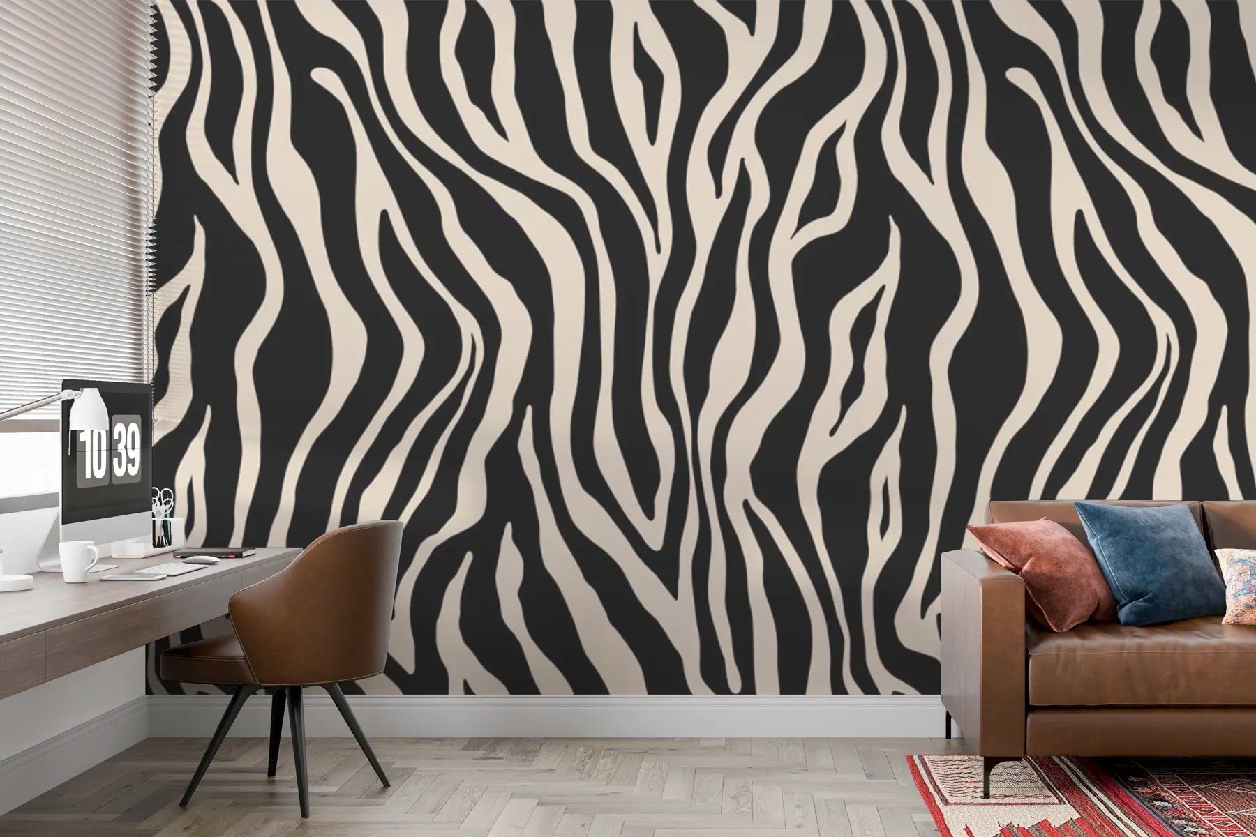 Fototapete Vektor Druck von Zebra Haut in schwarz und weiß Farben u99173v3