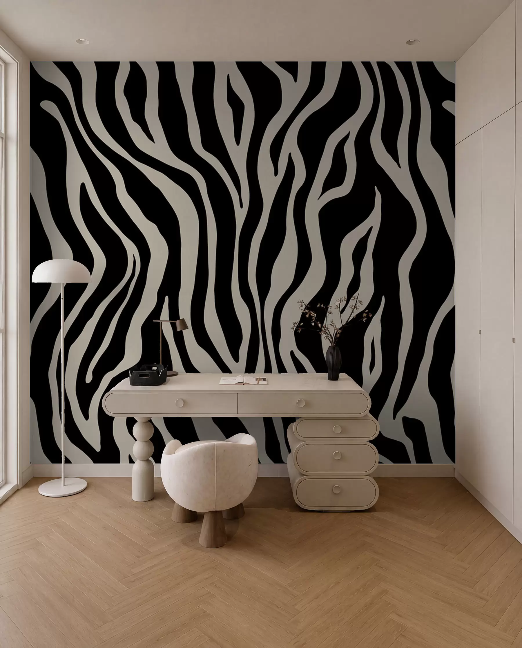 Fototapete Vektor Druck von Zebra Haut in schwarz und weiß Farben u99173v3